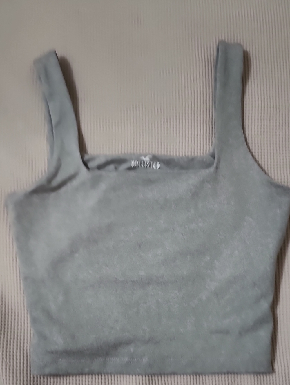 Hollister Light Gray Square Neck Crop Tank